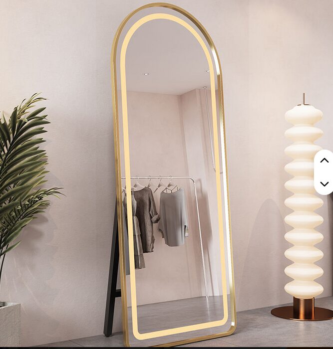 LED Arch Gold Framed Full-Length Mirror