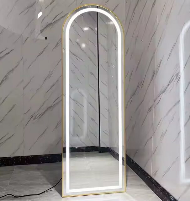 LED Arch Gold Framed Full-Length Mirror