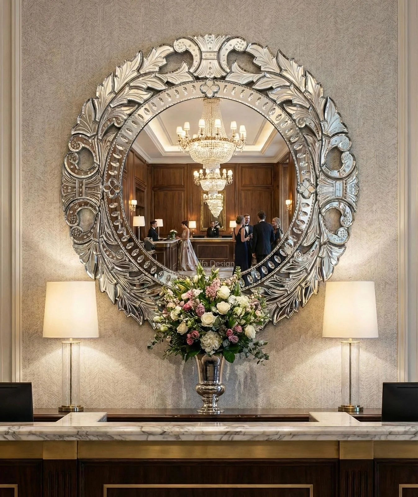 Round Venetian Antique Wall Mirror Italian Finished