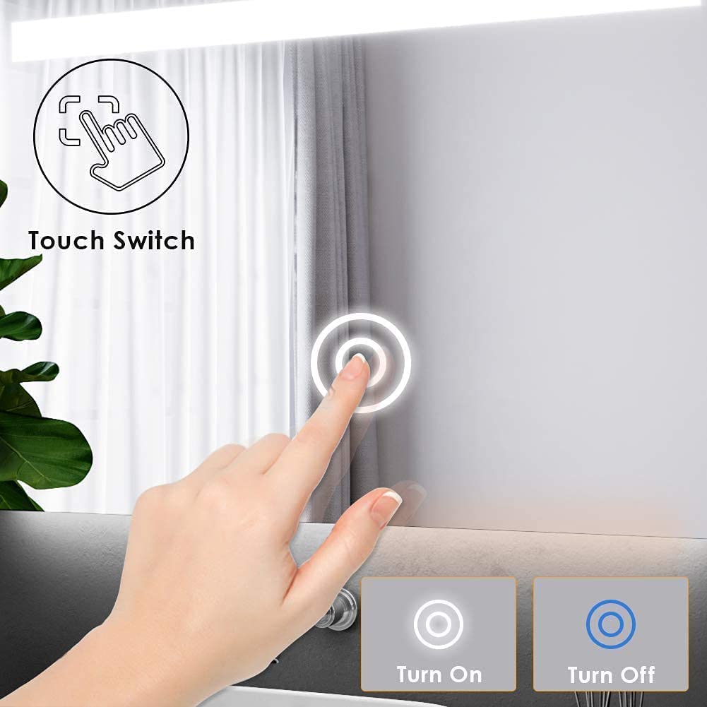 Round Rope Wall Mirror frontlite 3 Light Modes Natural, Warm & Cold White