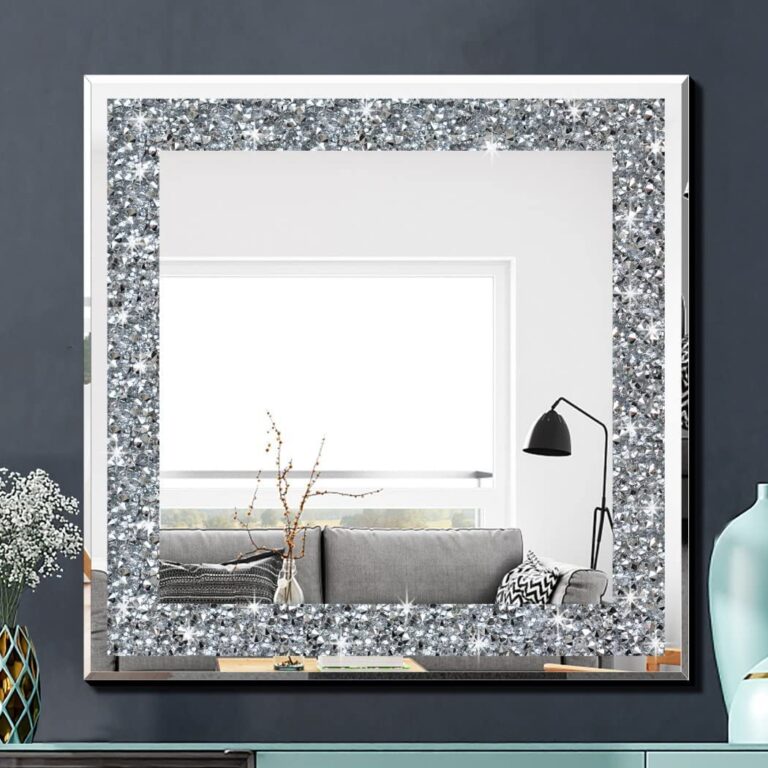 Square Diamond Crush Crystal Mirror