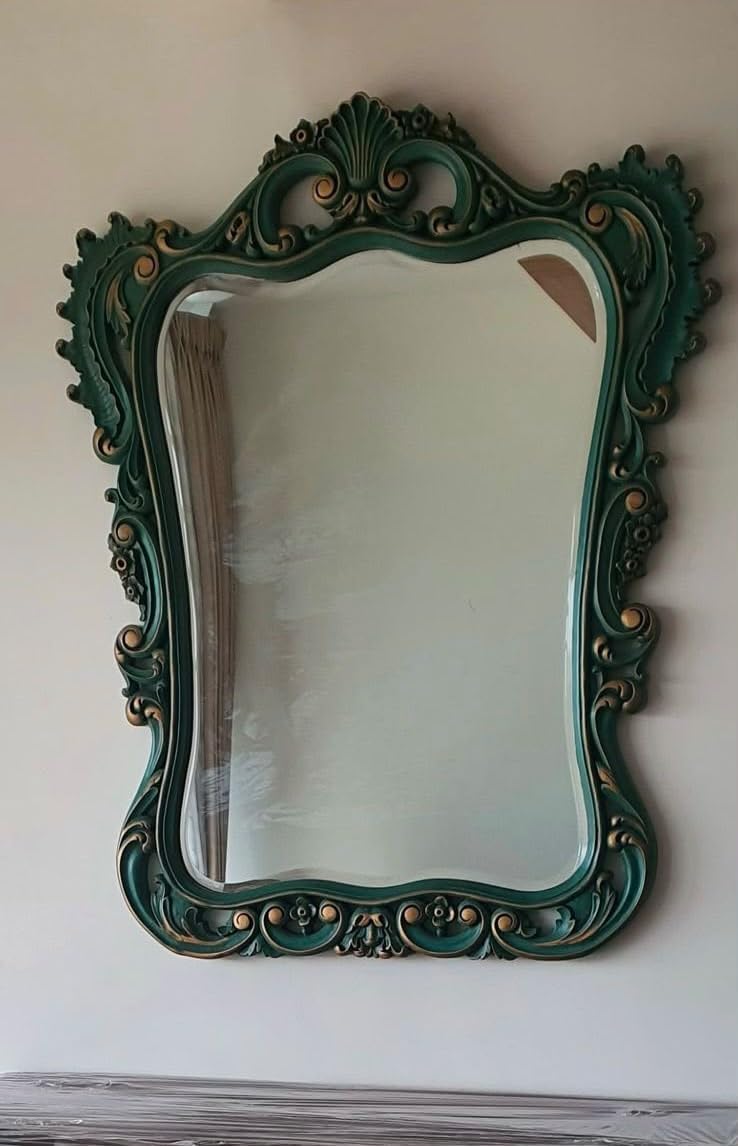 Crown Antique Wood Vintage Wall Mirror