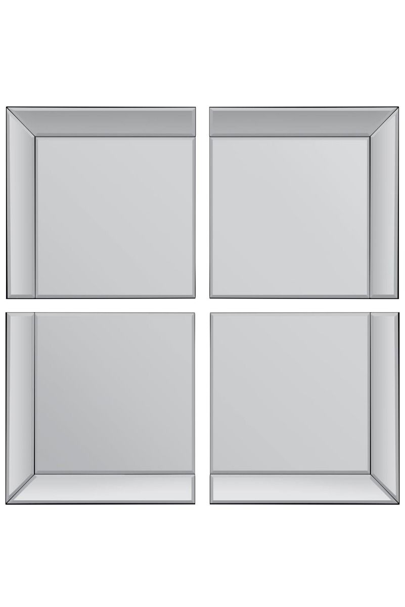 All Glass Modern 4 Panel Tray design Wall Mirror