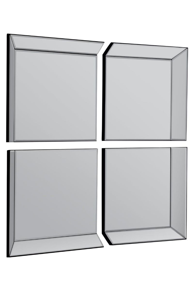 All Glass Modern 4 Panel Tray design Wall Mirror