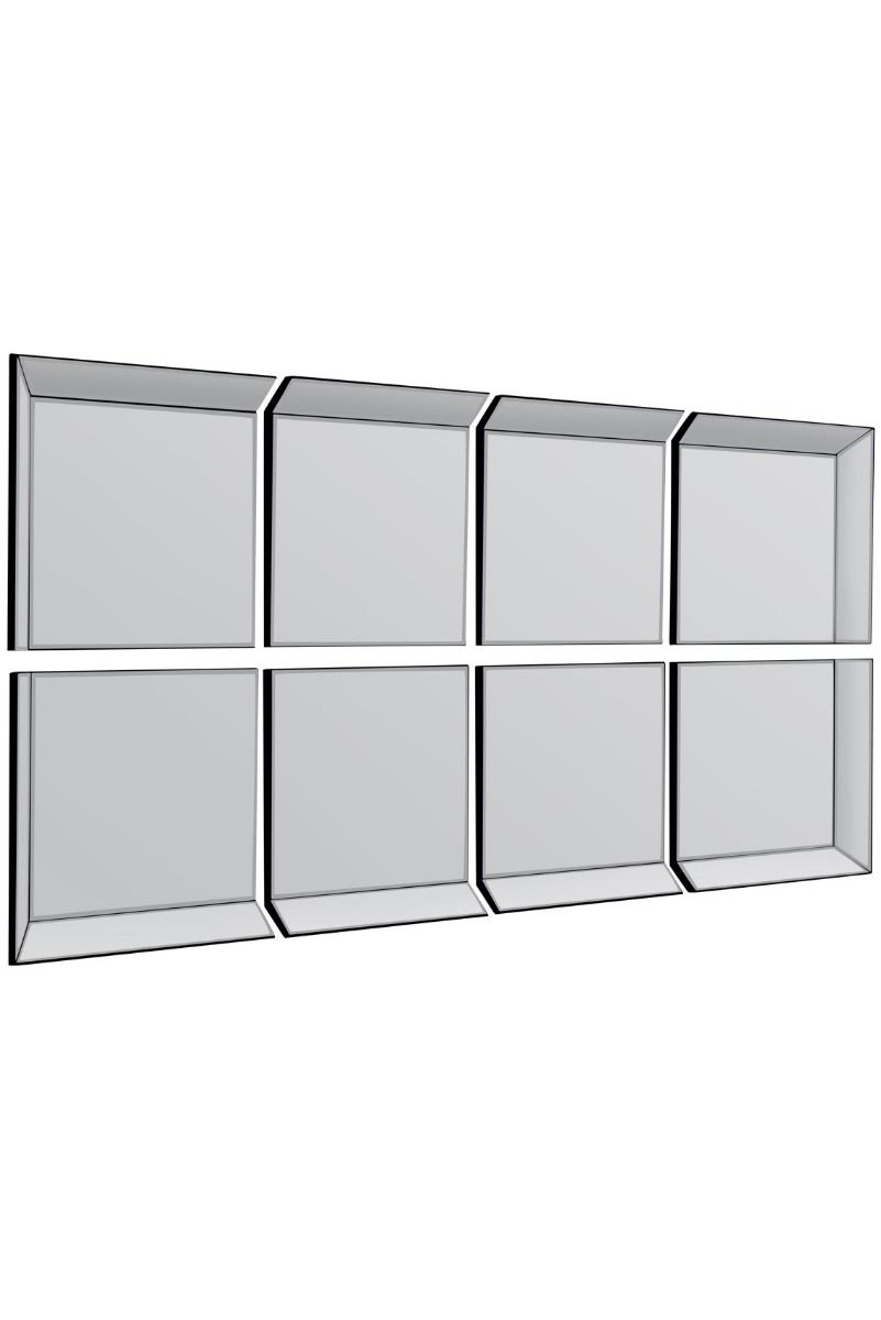 All Glass Modern 8 Panel Tray design Wall Mirror