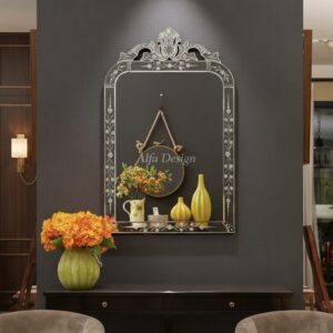 Wood Frame Mirror 39.5”x25 Wall Venetian