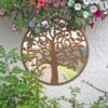 Small Tree Design Round Garden Mirror4 60 X 60 CM 2ft X 2ft