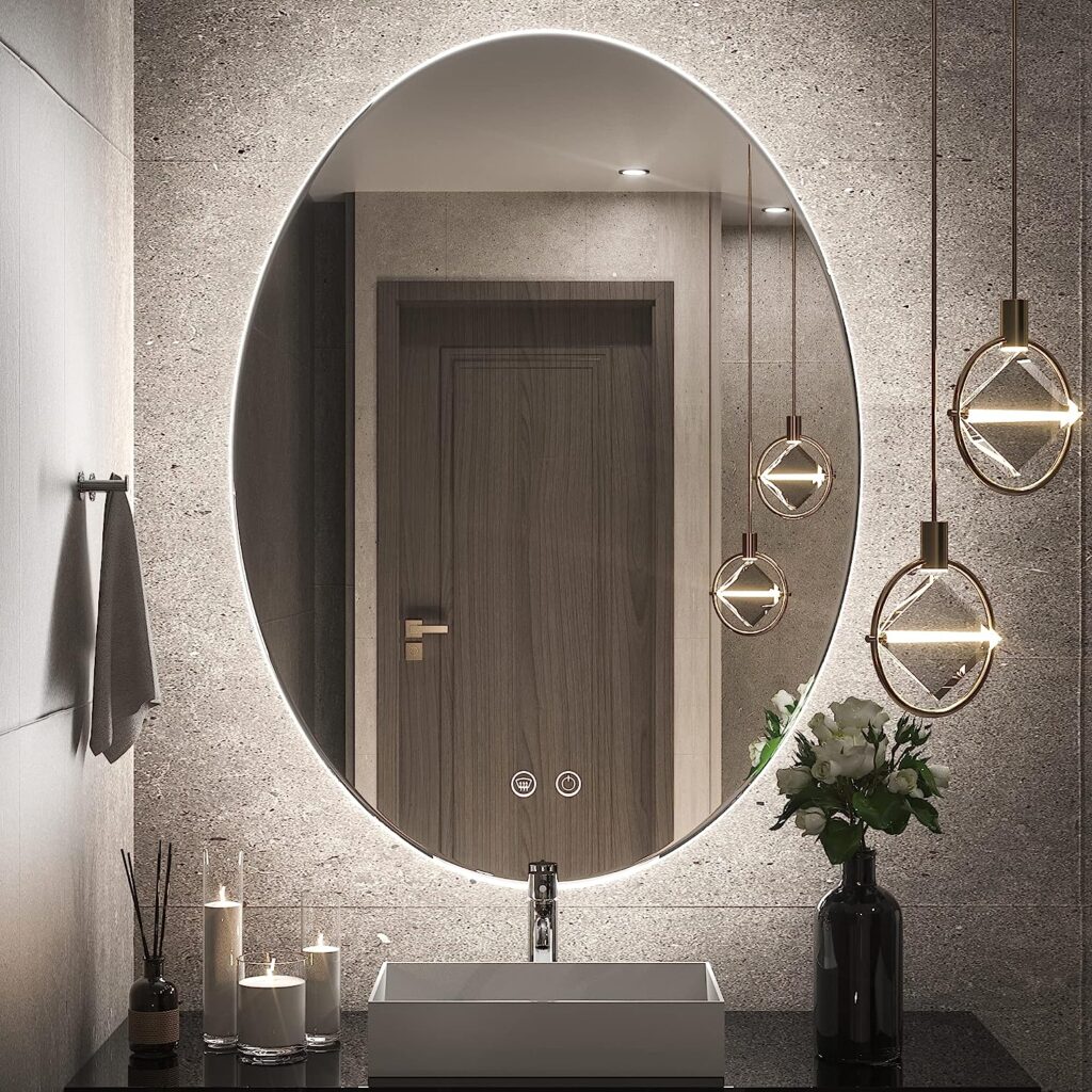 oval led mirror