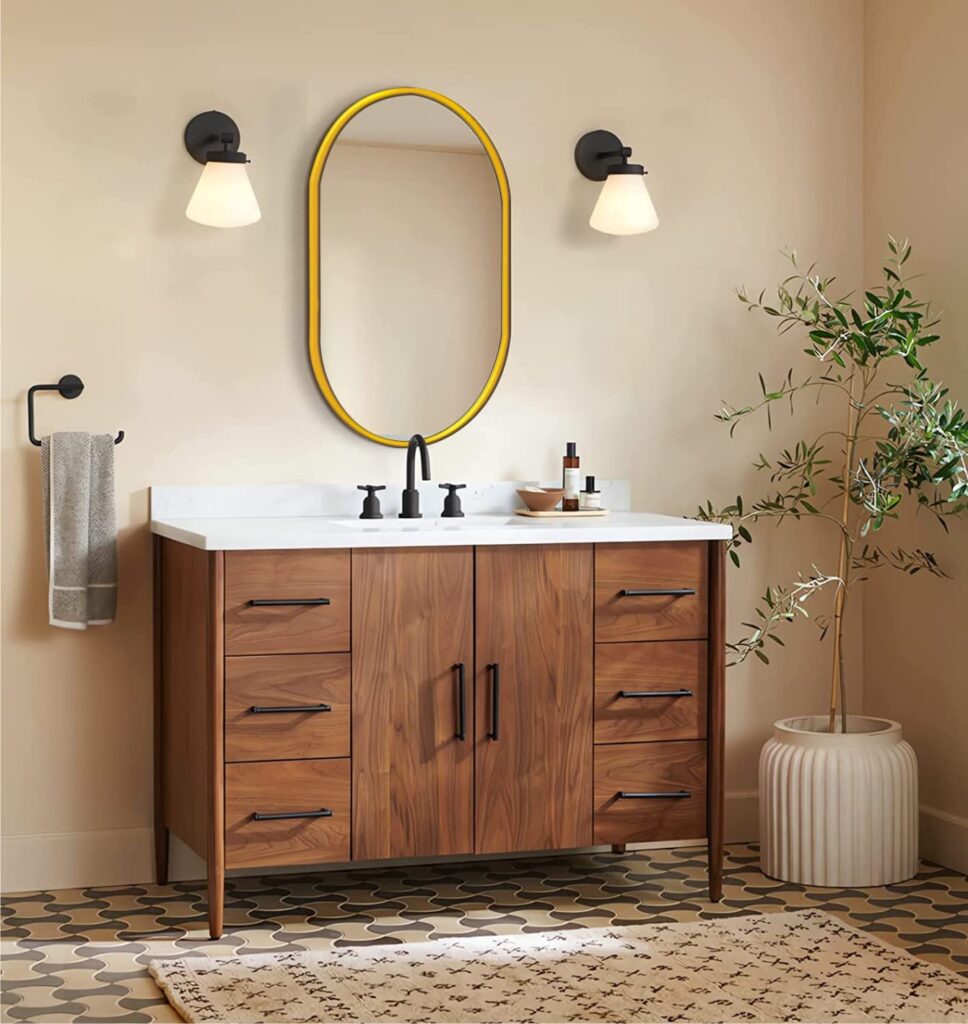 gold oval bathroom mirror