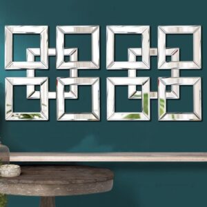 2 Pack Silver Mirrored Square Wall-Mounted Mirrors
