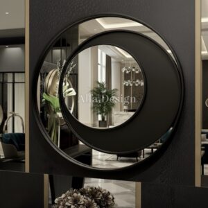 Wood Round Bathroom Wall Mirror
