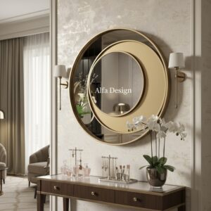 Wood Round Bathroom Mirror