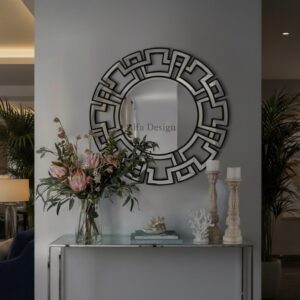 Wood Framed Round Mirrors for Wall Decor, 32''