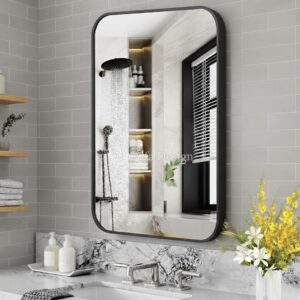 Metal Black Framed Wall Rectangular Mirror