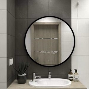 Wood Round Bathroom Mirror