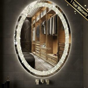 Diamond Crush Crystal Oval Frontlite Wall Mirror