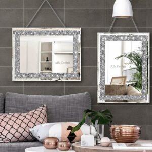 2 Piece Wall Mirrors, Crush Diamond Wall Décor 15x11 inch