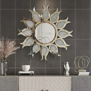 Brownz Flower Diamond Crush Crystal Mirror