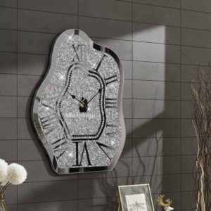 Crushed Diamond Mirrored Wall Clock