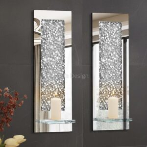 Crystal Crush Diamond Wall Candle Holder Set of 2