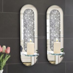 Crystal Crush Diamond Wall Candle Holder Set of 2