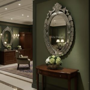 Oval Crown Antique Wall Venetian Mirror