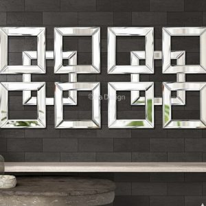 2 Pack Silver Mirrored Square Wall-Mounted Mirrors