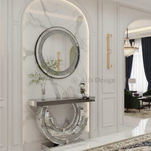 Diamond Crush Console Table with Mirror