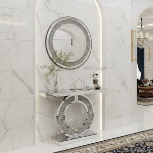 Diamond Crush Console Table with Mirror