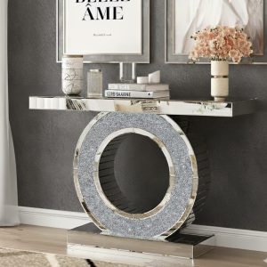 Cozy Mirrored Diamond Crush Console Table