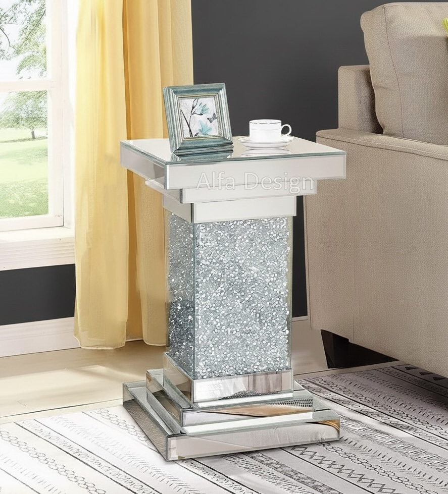 Pregaspor Silver Mirrored End Coffee Table