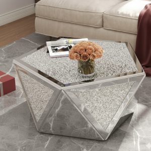 Bideford Silver Coffee Tables With Mirror Surface