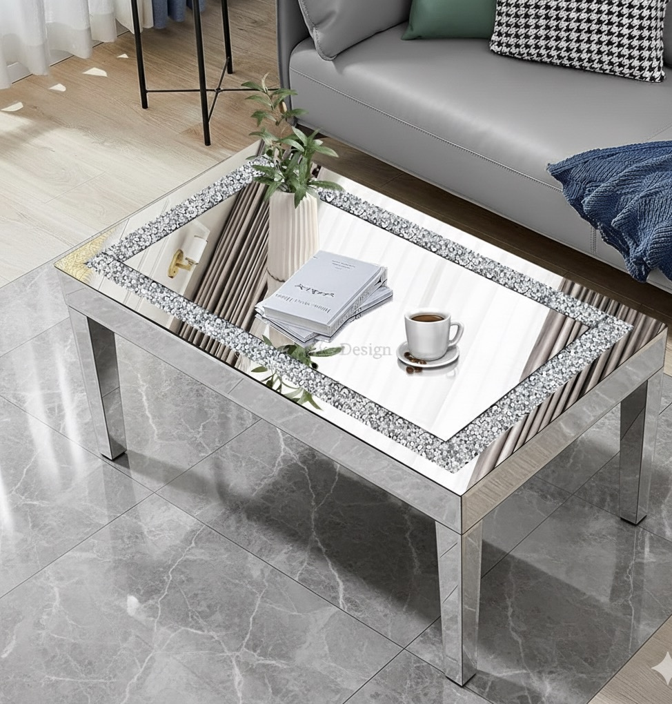 Rectangle Glass Centre Table with Mirrored Finish