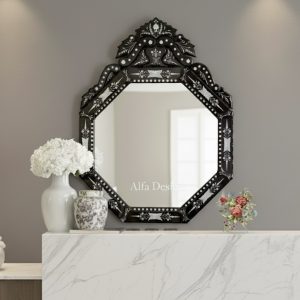 Black Octa Model Wall Venetian Mirror