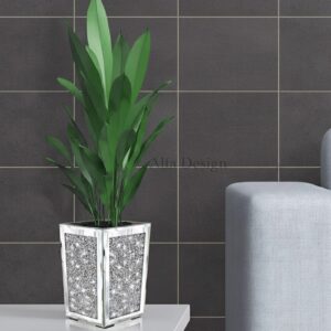 Flower Vase Crushed Diamond Mirrored Planter