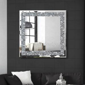 Square Diamond Crush Crystal Mirror