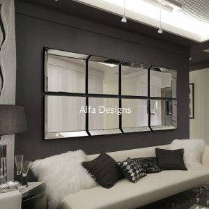 All Glass Modern 8 Panel Tray design Wall Mirror