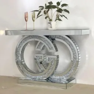 O-Shaped Base Diamond Crush Console Table